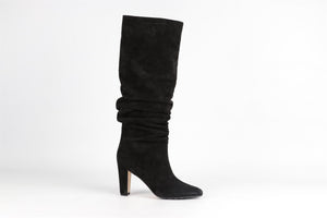 MANOLO BLAHNIK BLACK SUEDE KNEE HIGH BOOTS EU 38.5 UK 5.5 US 8.5