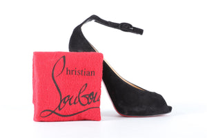 CHRISTIAN LOUBOUTIN BLACK SUEDE SANDALS EU 36.5 UK 3.5 US 6.5
