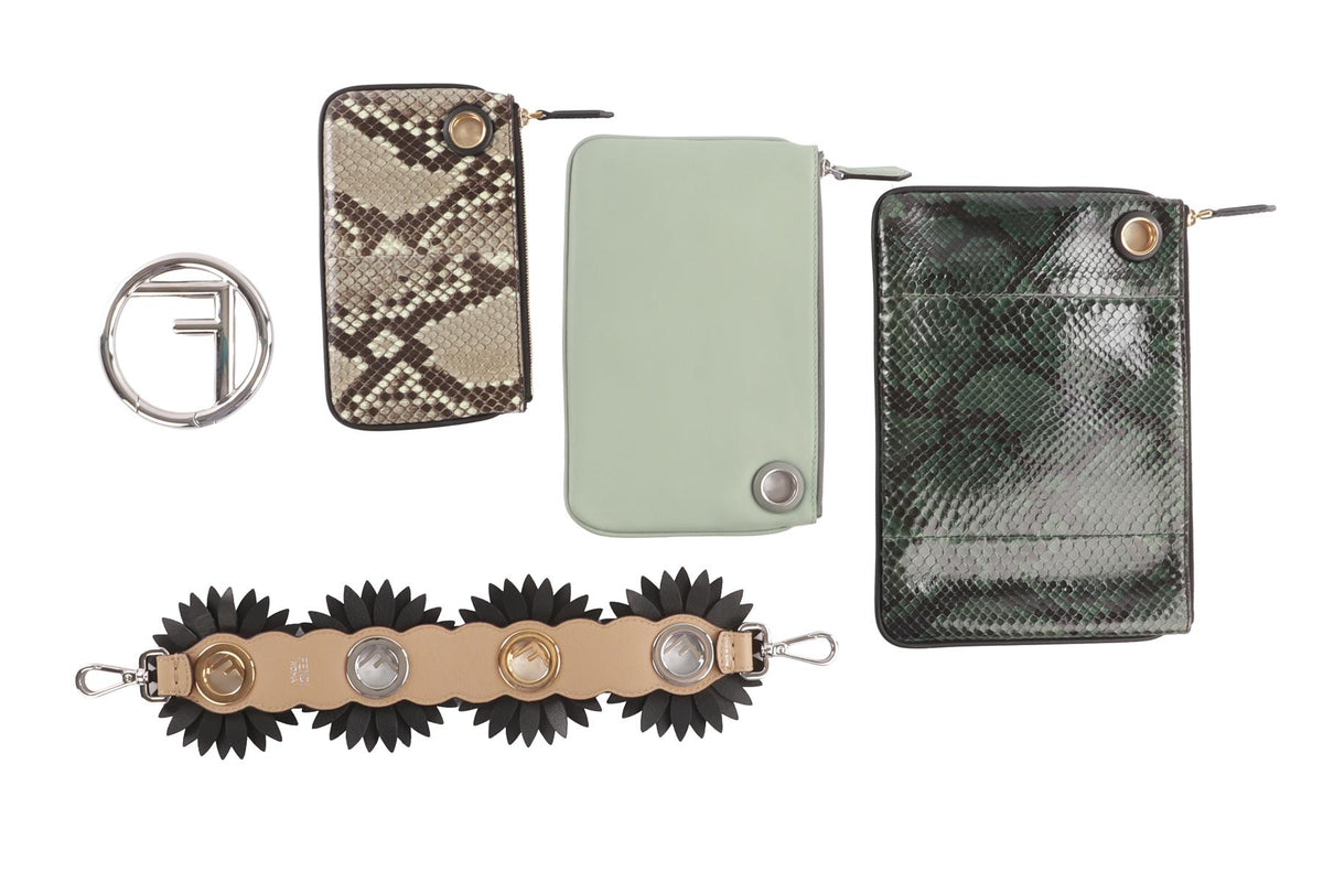 FENDI MULTI MINI STRAP YOU 3 POUCH PYTHON CLUTCH