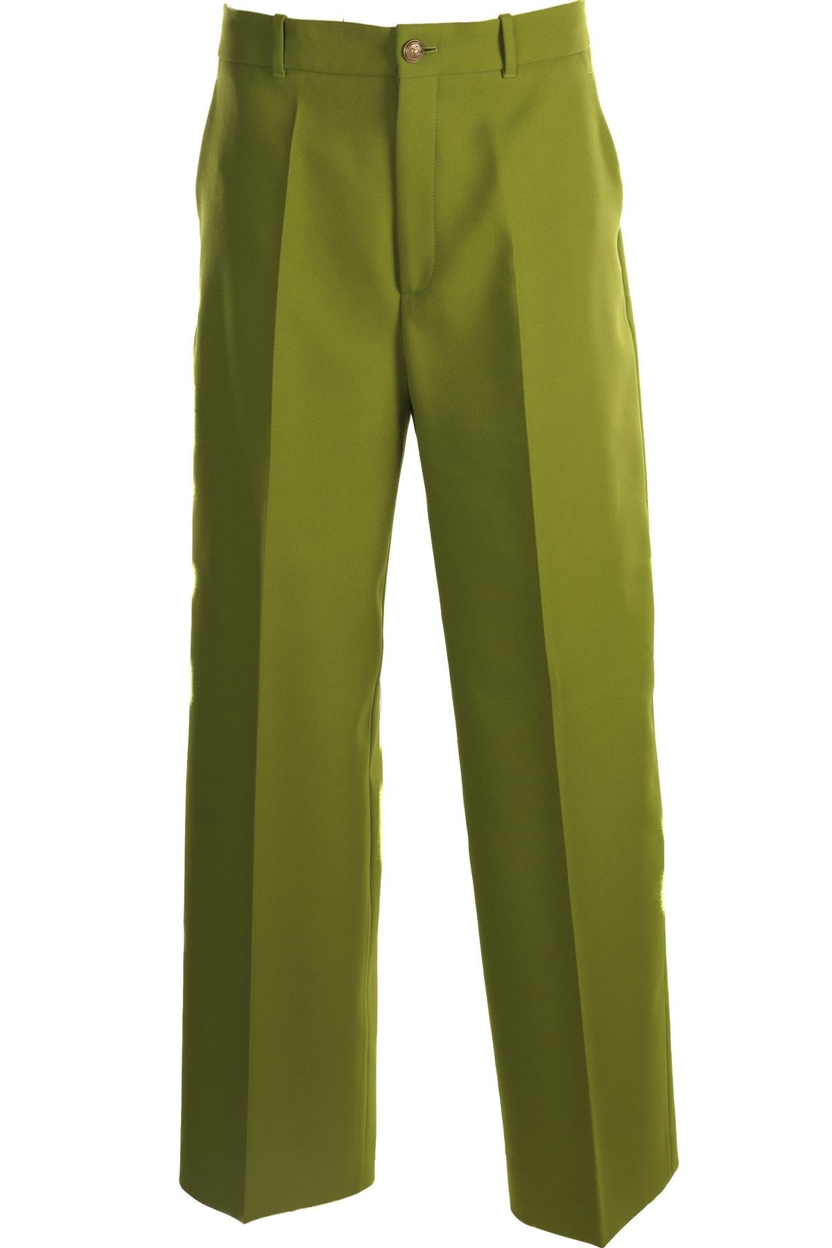 GUCCI GREEN WOVEN STRAIGHT LEG PANTS IT 44 UK 12