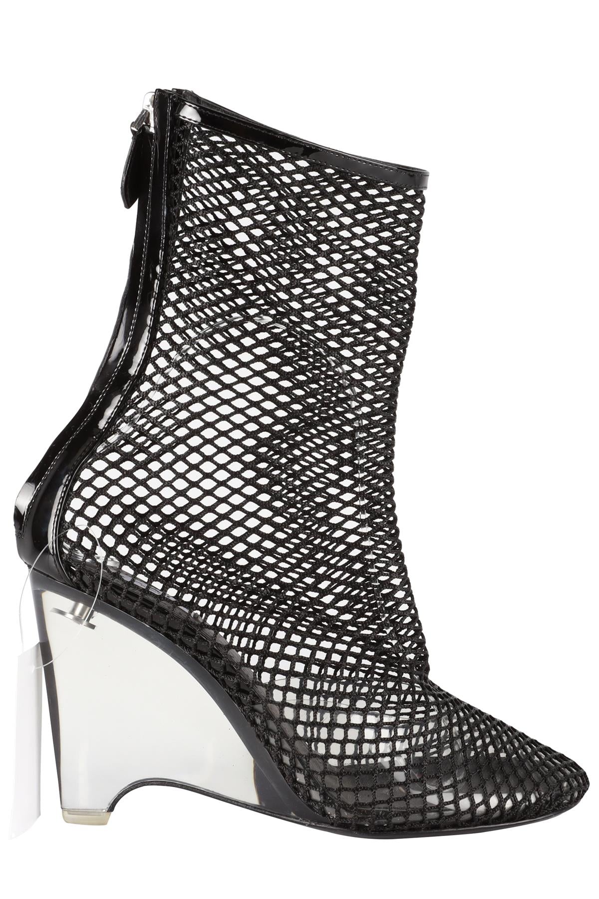 ALAÏA BLACK LA CAGE MESH WEDGE ANKLE BOOTS EU 38 UK 5 US 8