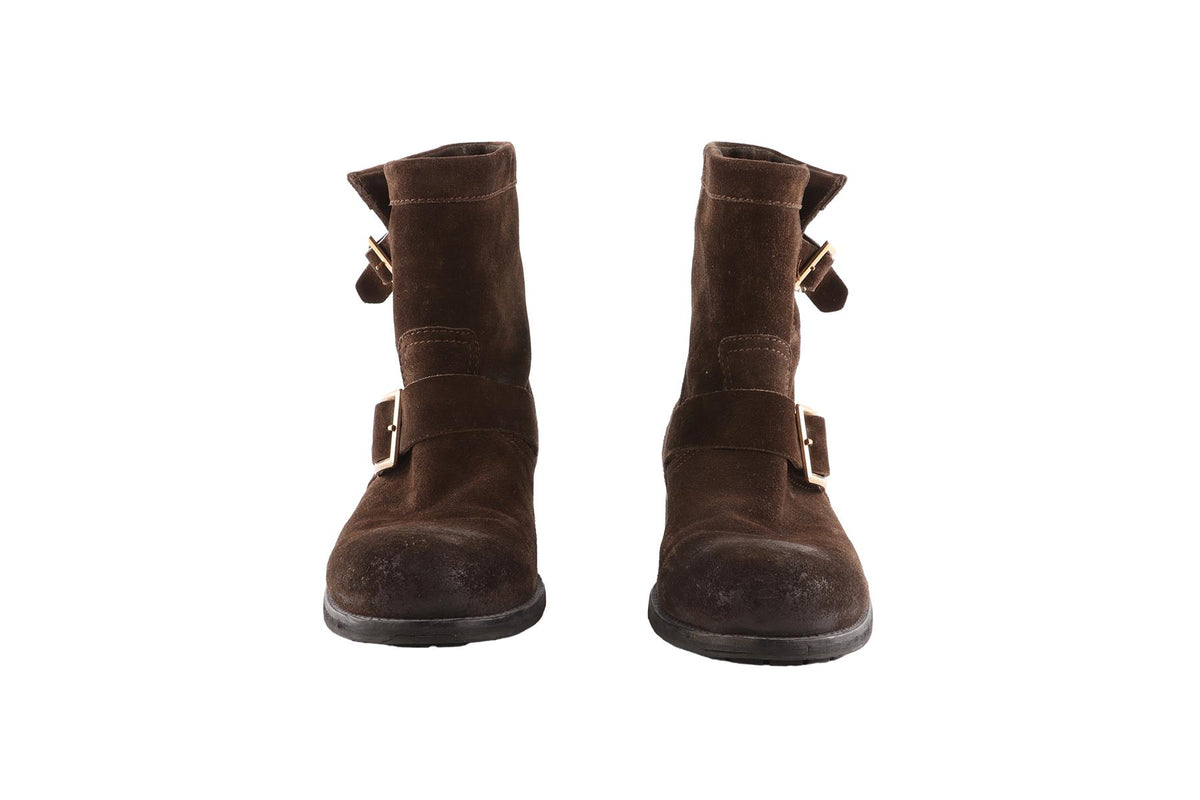 JIMMY CHOO BROWN SUEDE ANKLE BOOTS EU 38 UK 5 US 8