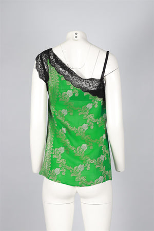 DOLCE & GABBANA GREEN SILK TOP IT 42 UK 10