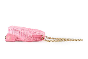 PRADA PINK RE-EDITION 2005 SMALL RAFFIA SHOULDER BAG