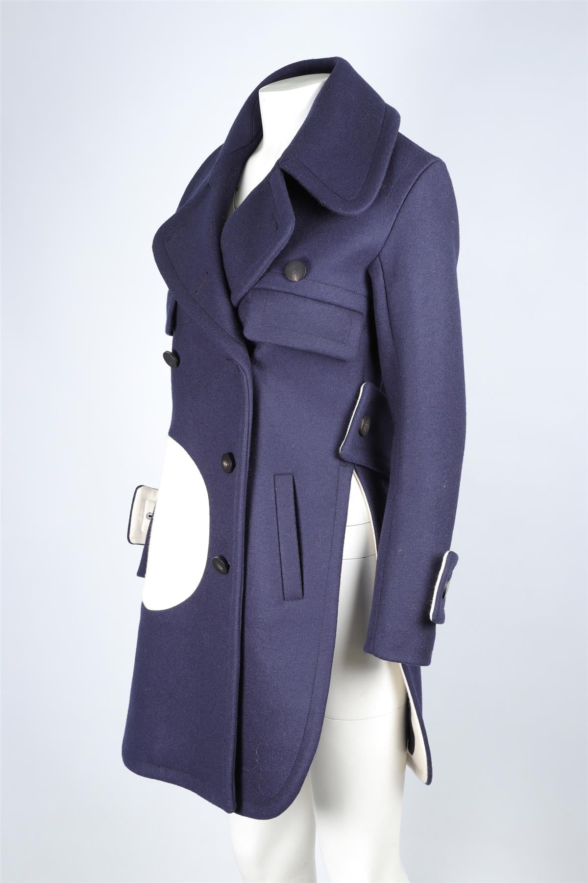 EUDON CHOI NAVY WOOL COAT UK 6