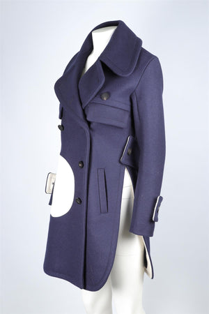 EUDON CHOI NAVY WOOL COAT UK 6