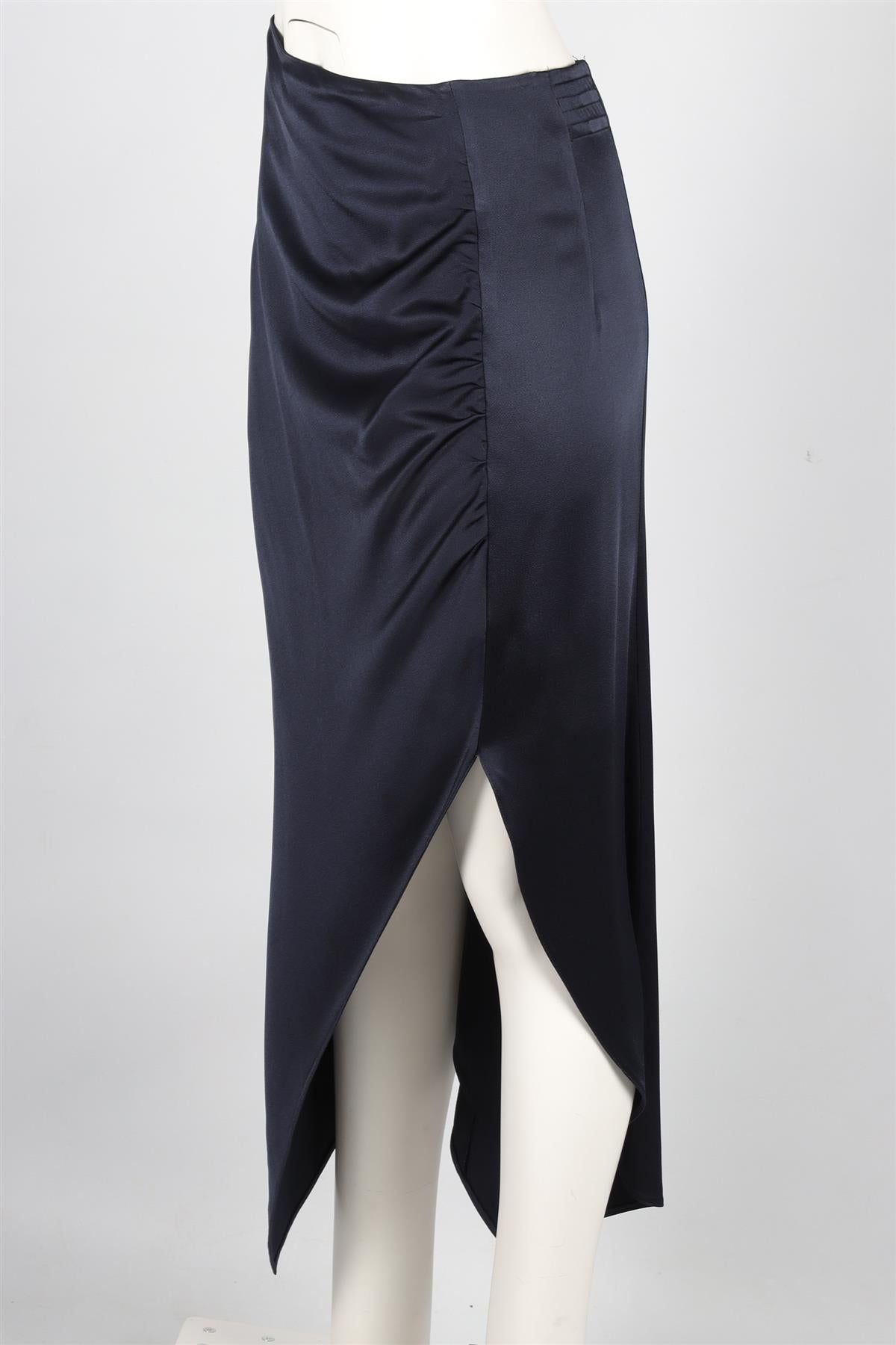 PETER PILOTTO NAVY SATIN MAXI SKIRT UK 8