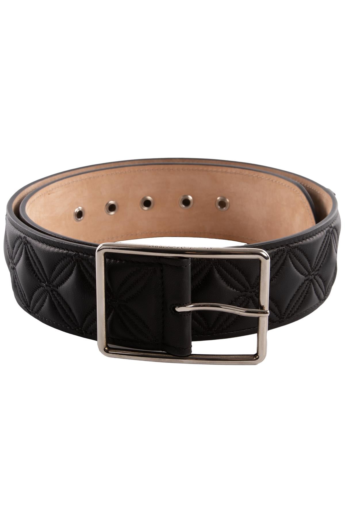 ALEXANDER MCQUEEN BLACK LEATHER WAIST BELT 85CM