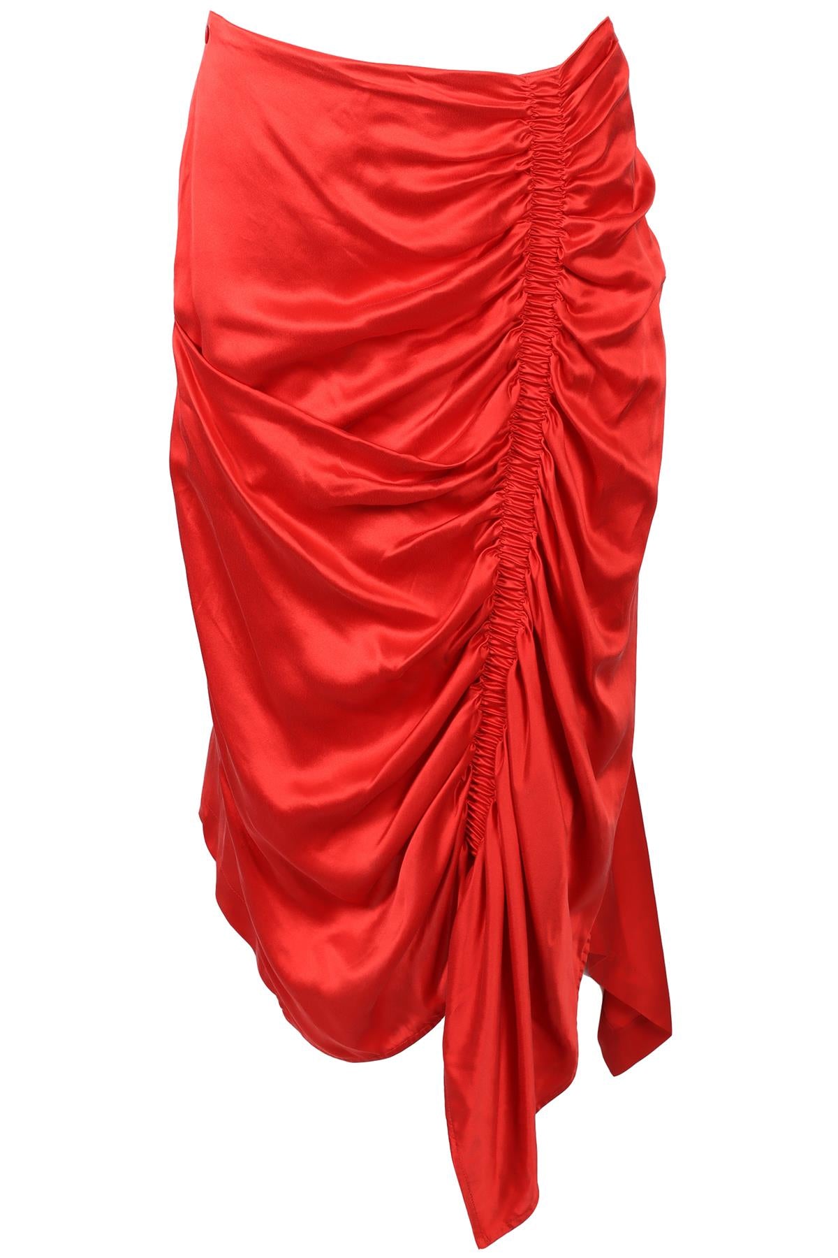 PREEN BY THORNTON BREGAZZI RED SILK MIDI SKIRT SMALL