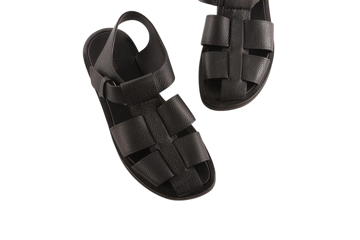 THE ROW BLACK FISHERMAN LEATHER SANDALS EU 38 UK 5 US 8