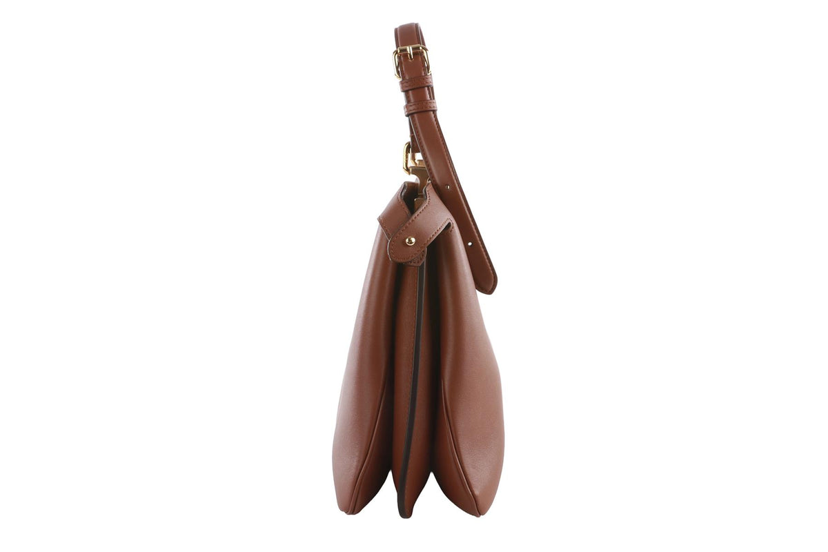 FENDI BROWN PEEKABOO SOFT MEDIUM LEATHER TOTE BAG
