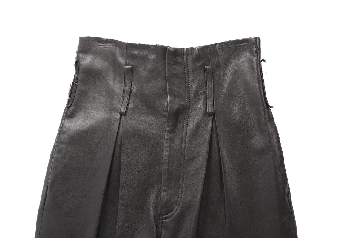 GRLFRND BLACK LEATHER STRAIGHT LEG PANTS W24 UK 6