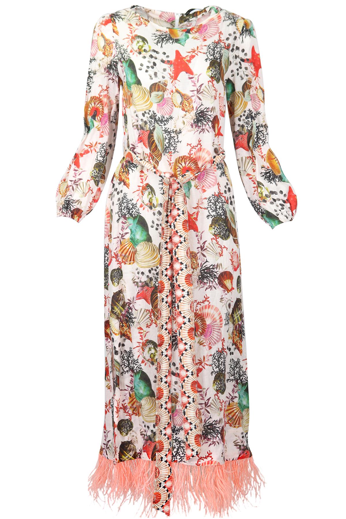 MARY KATRANTZOU BELTED LINEN MAXI DRESS UK 12