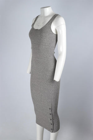 ENZA COSTA GREY KNIT MAXI DRESS MEDIUM