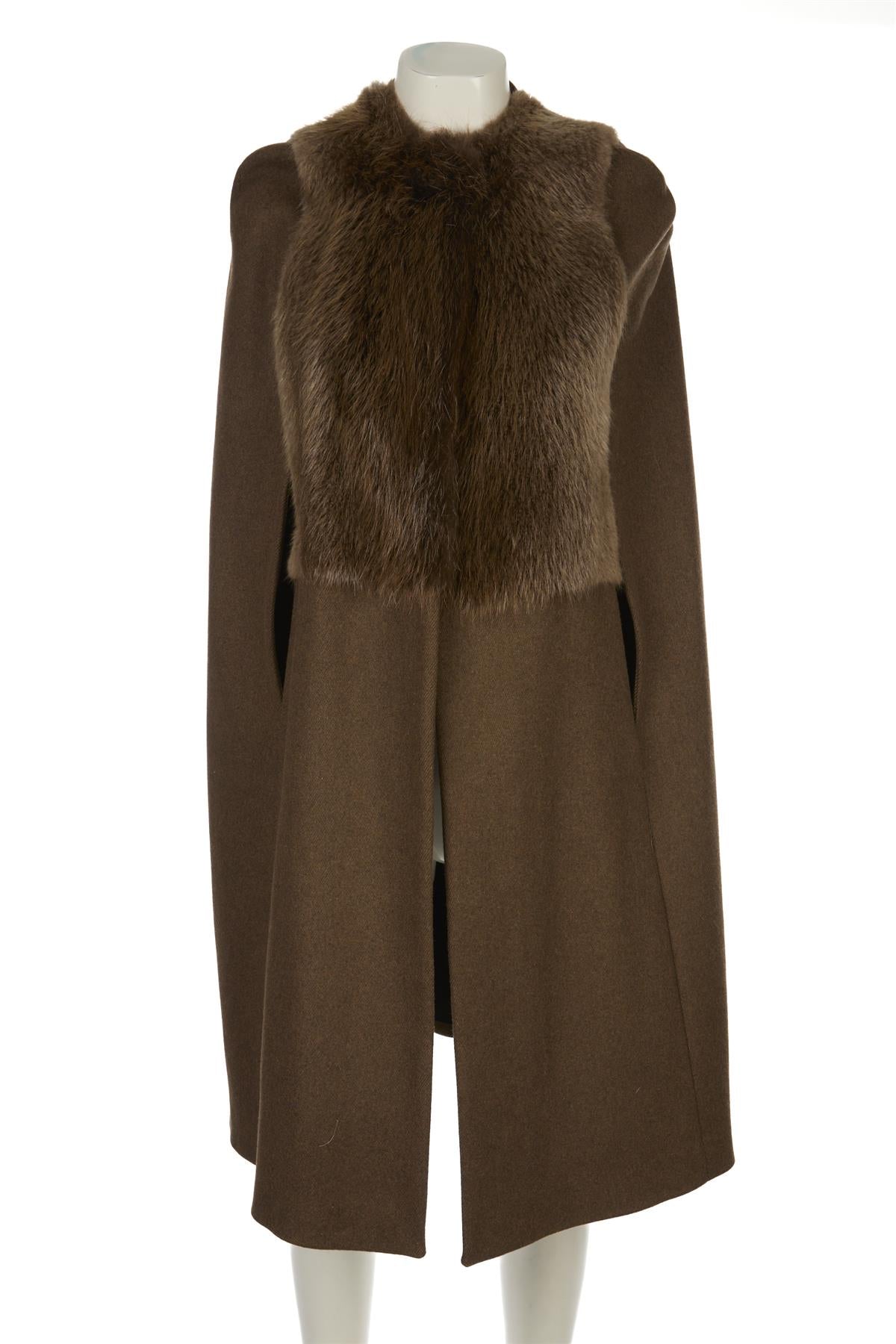 INES & MARECHAL KHAKI WOOL CAPE FR 36 UK 8