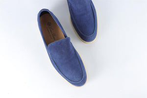LORO PIANA BLUE MEN'S SUMMER WALK SUEDE LOAFERS EU 42 UK 8 US 9