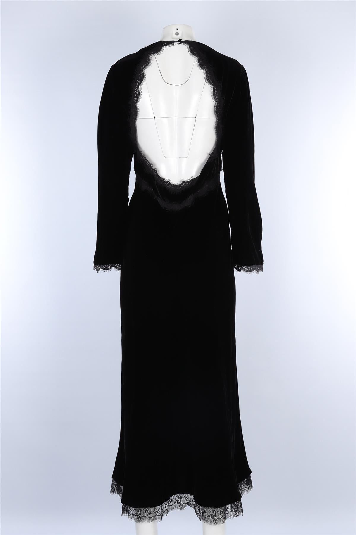 RIXO BLACK VELVET MAXI DRESS UK 14