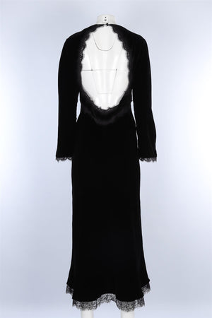 RIXO BLACK VELVET MAXI DRESS UK 14