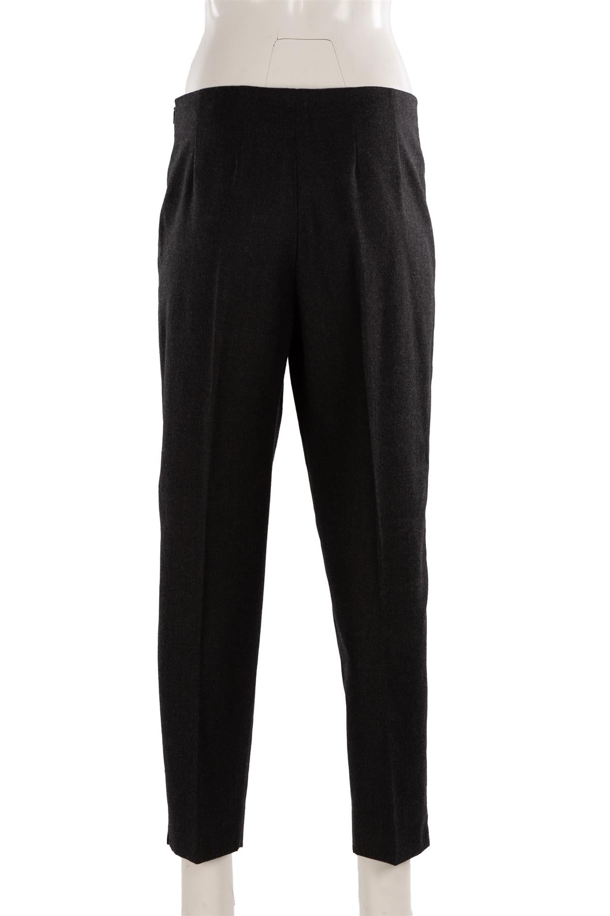 THE ROW GREY WOOL TAPERED PANTS US 10 UK 14