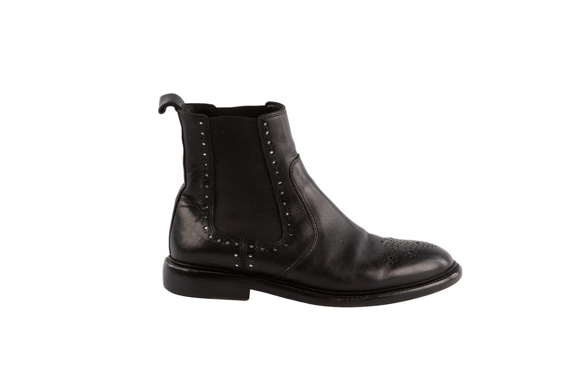 ISABEL MARANT BLACK LEATHER ANKLE BOOTS EU 39