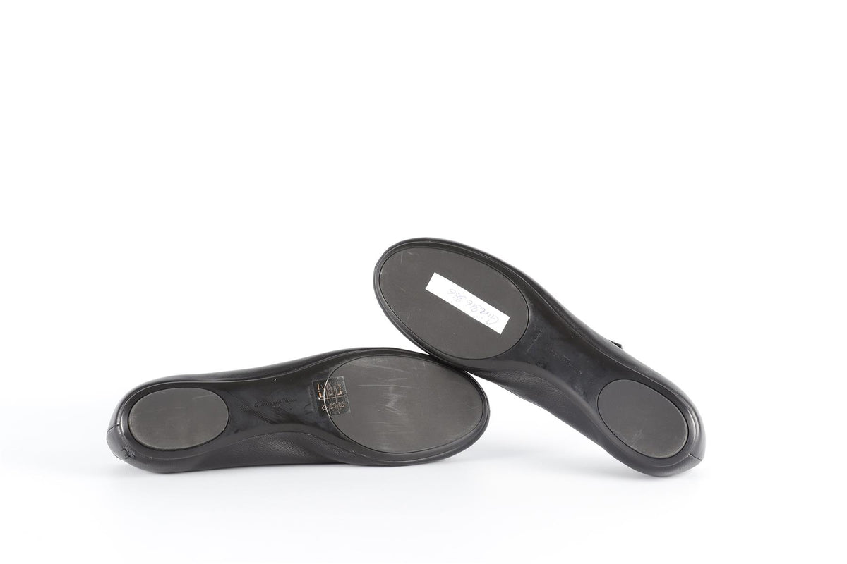 GIANVITO ROSSI BLACK LEATHER BALLET FLATS EU 38 UK 5 US 8