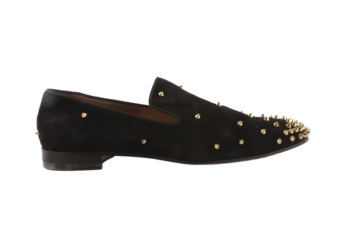 CHRISTIAN LOUBOUTIN BLACK MEN'S SUEDE LOAFERS EU 44 UK 10 US 11