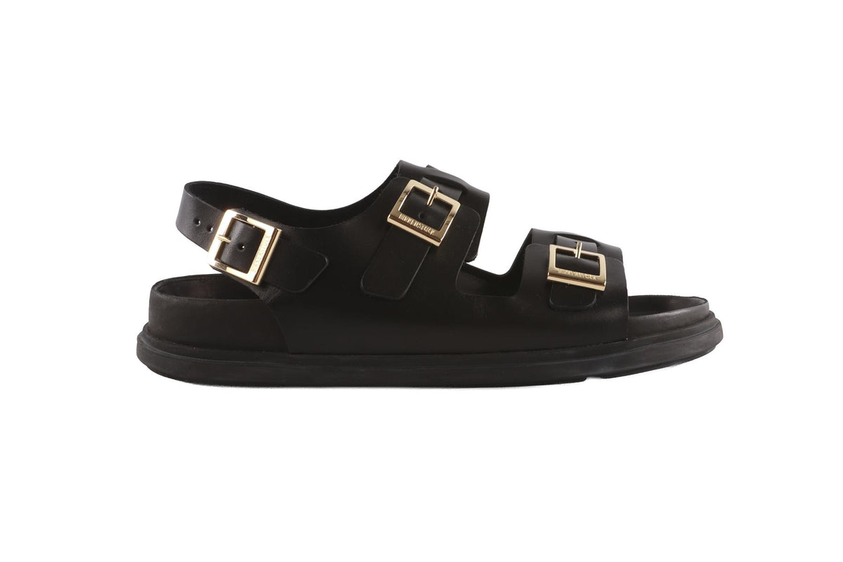 BIRKENSTOCK BLACK LEATHER SANDALS EU 40 UK 7 US 10