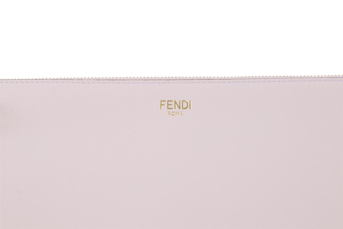 FENDI PINK 2025 FLAT POUCH MEDIUM LEATHER CLUTCH