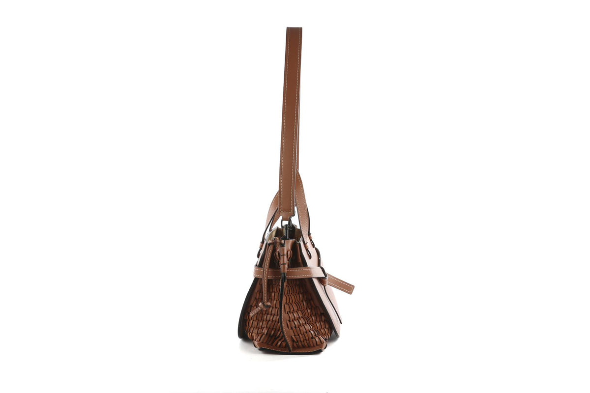 LOEWE BROWN GATE SMALL LEATHER TOTE BAG