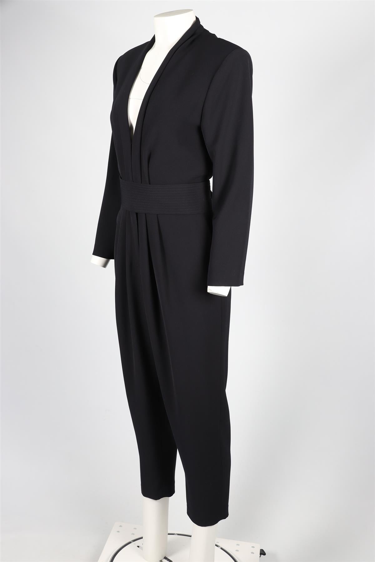 A.L.C. NAVY BELTED CREPE JUMPSUIT US 12 UK 16