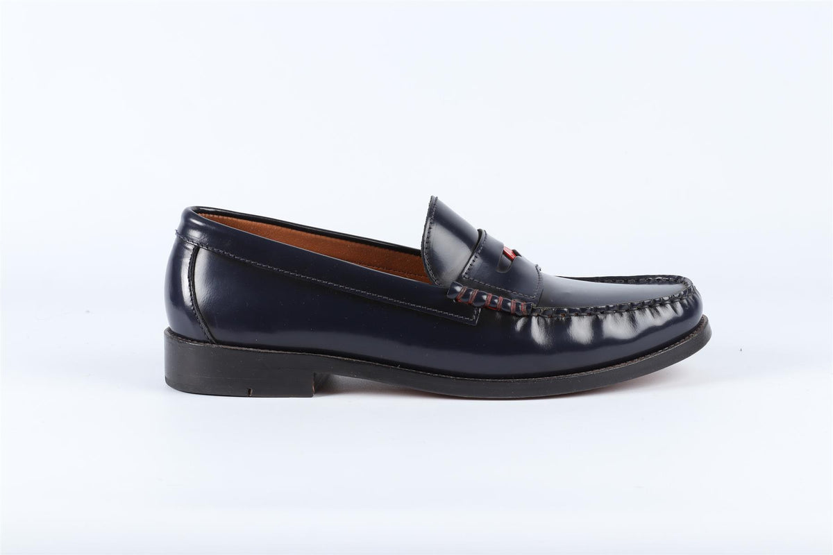 TOMMY HILFIGER X G.H.BASS NAVY MEN'S LEATHER LOAFERS EU 44 UK 9 US 10