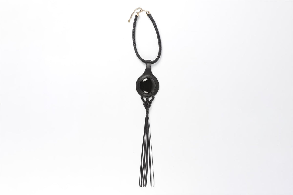 CHLOÉ BLACK LEATHER NECKLACE