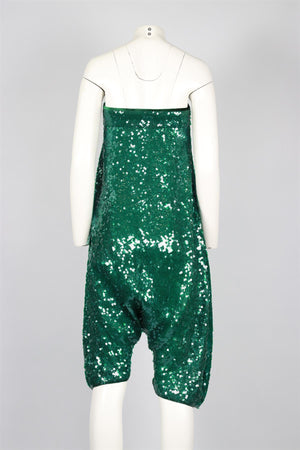 YVES SAINT LAURENT GREEN 2009 SEQUIN JUMPSUIT FR 38 UK 10