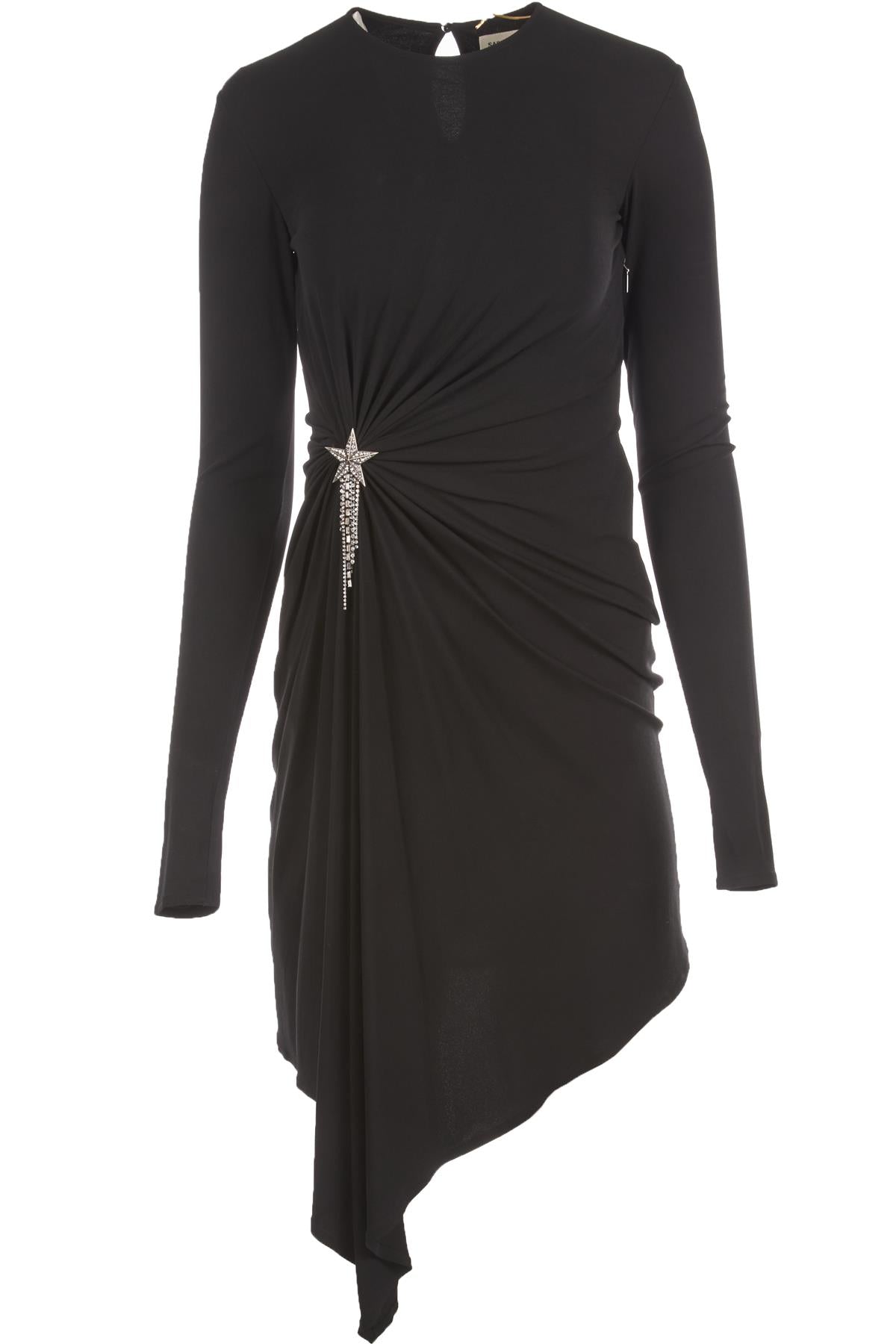 SAINT LAURENT BLACK JERSEY MINI DRESS FR 34 UK 6