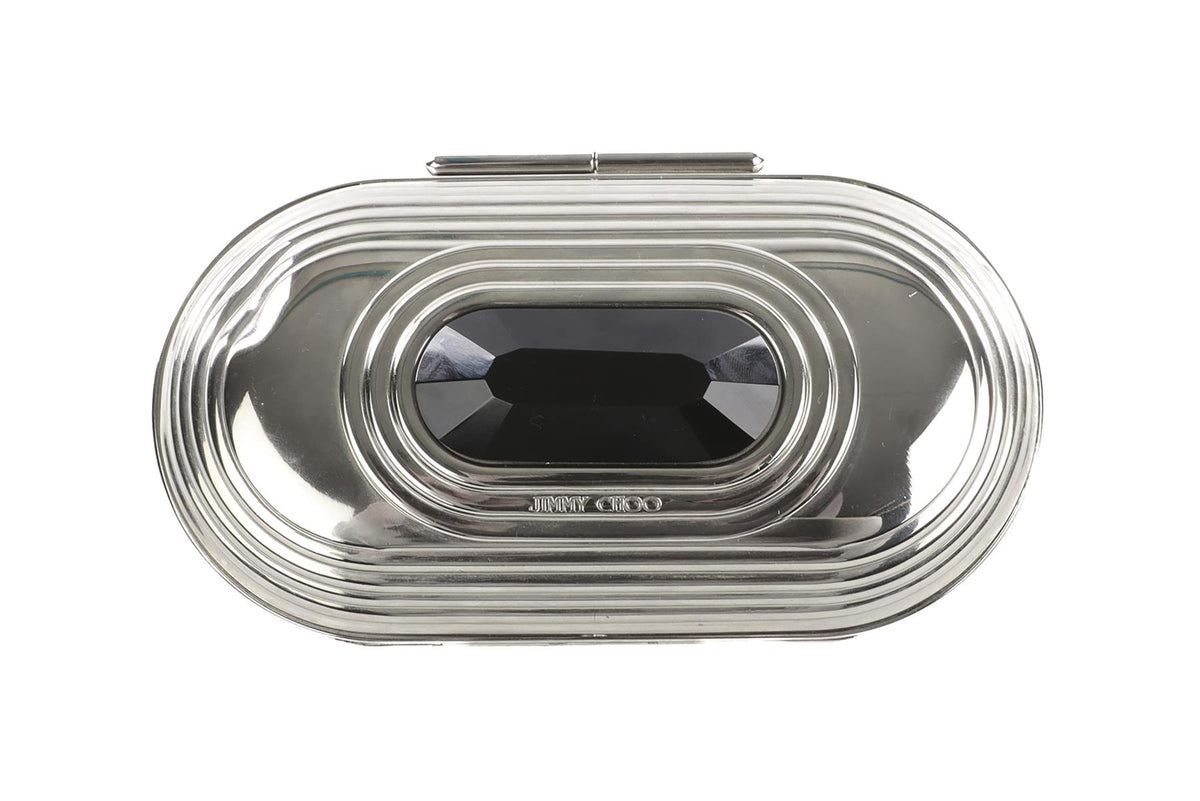 JIMMY CHOO SILVER METAL CLUTCH