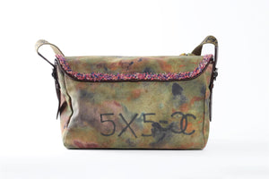 CHANEL GREEN 2015 GRAFFITI ON THE PAVEMENT CANVAS SHOULDER BAG