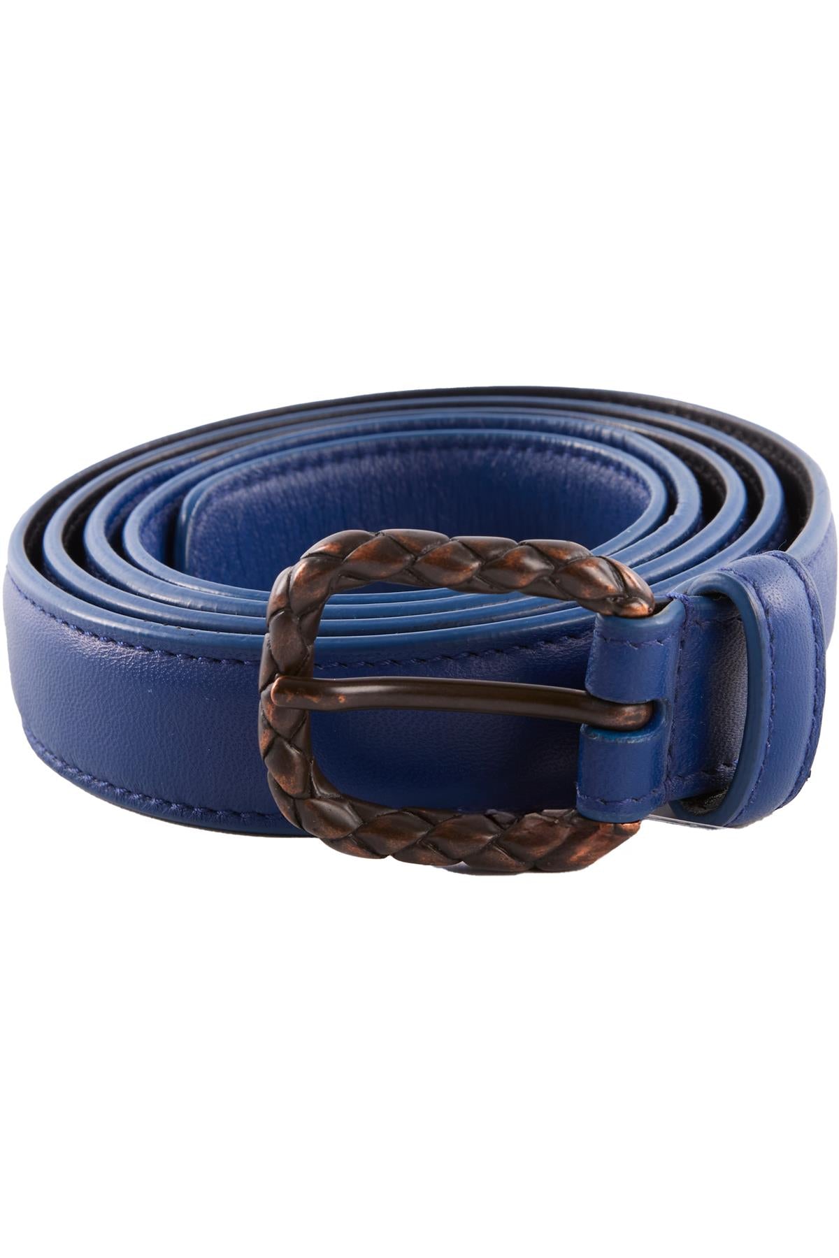 BOTTEGA VENETA BLUE LEATHER BELT 90CM