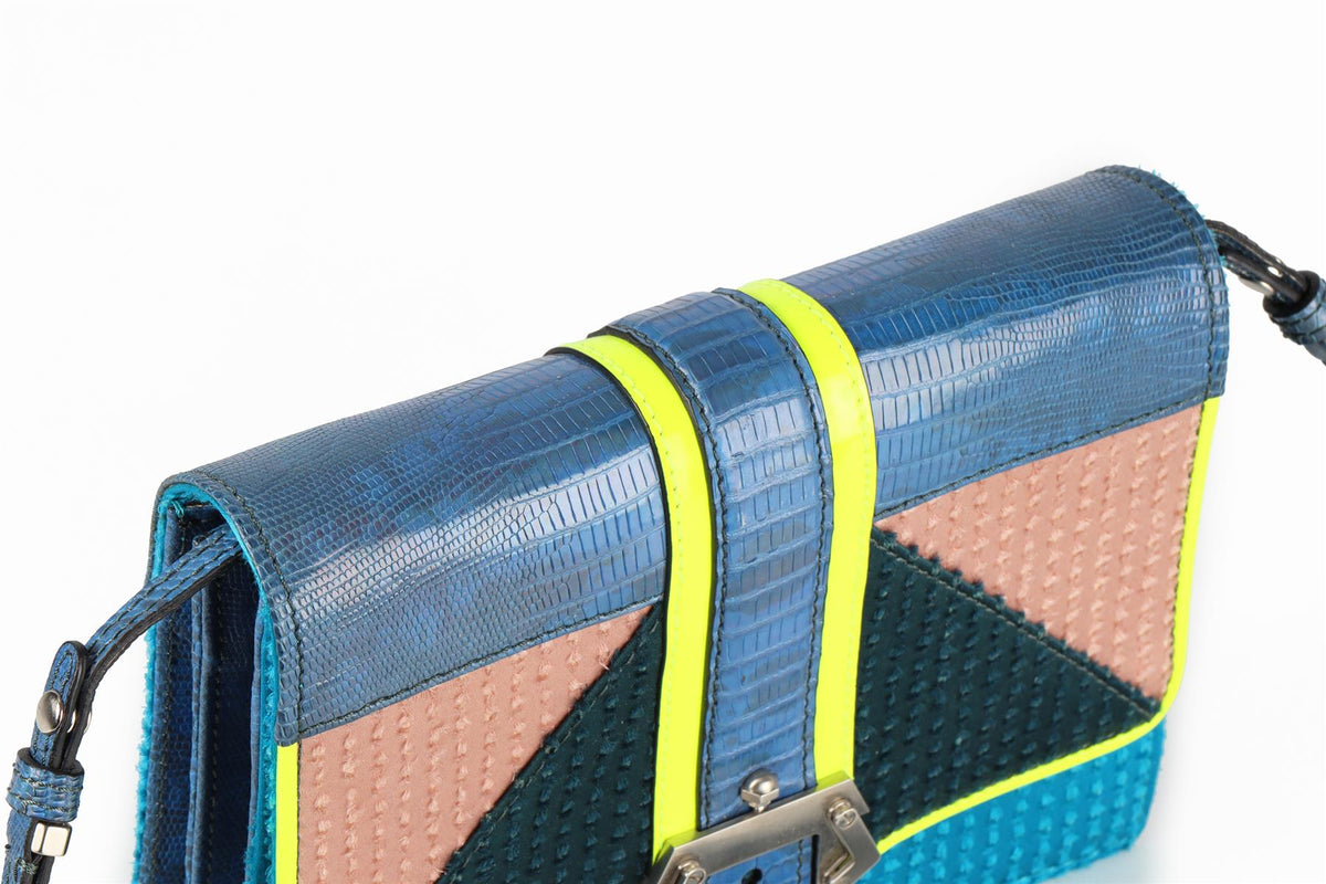 PAULA CADEMATORI BLUE LEATHER BAG