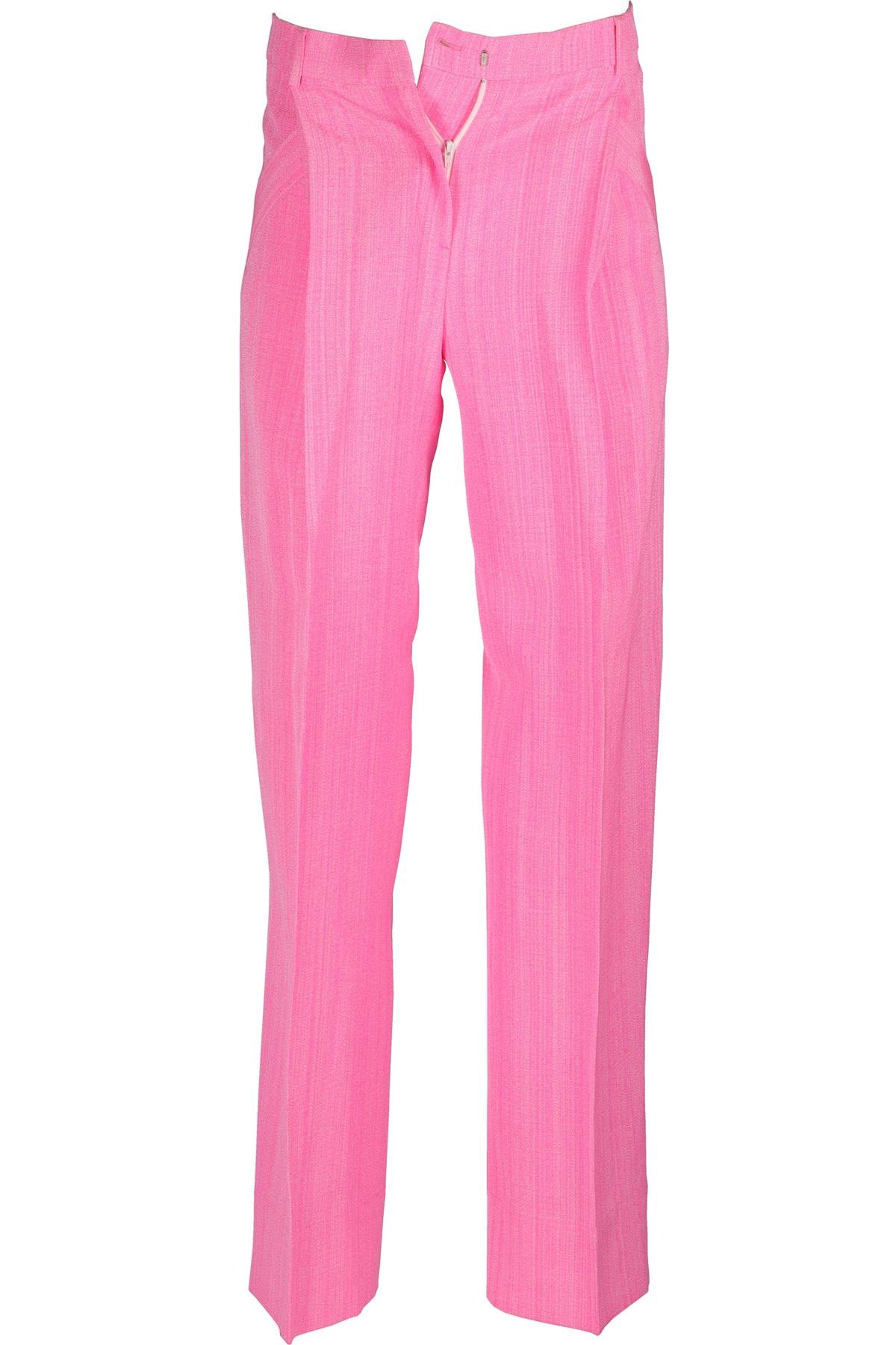JACQUEMUS PINK WOVEN STRAIGHT LEG PANTS FR 34 UK 6