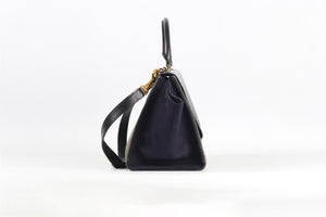 CELINE BLACK TRAPEZE SMALL FELT AND LEATHER TOTE BAG