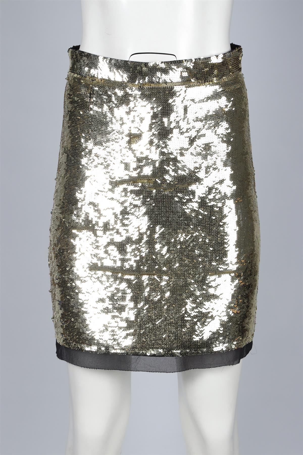 PROENZA SCHOULER GOLD SEQUIN MINI SKIRT US 2 UK 6