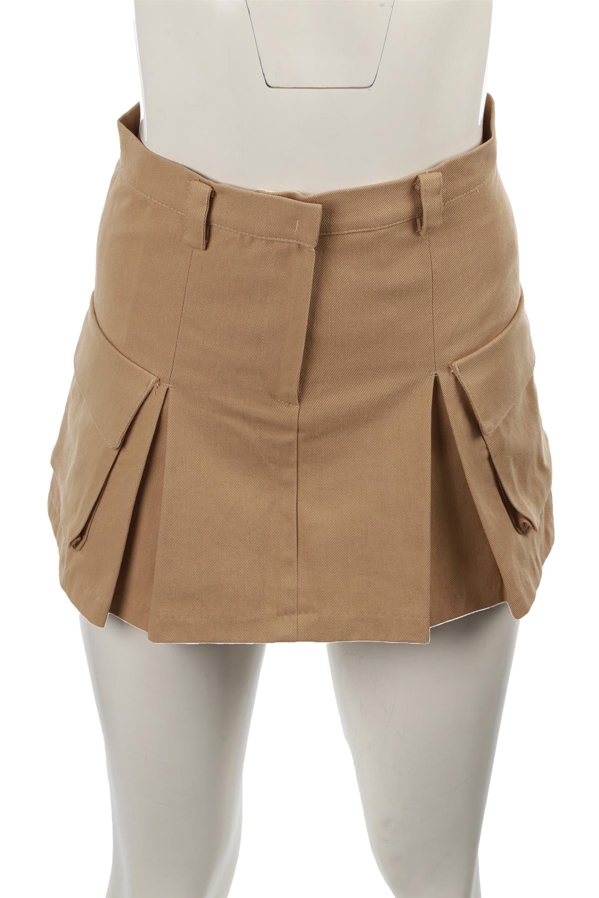 BEIGE COTTON MINI SKIRT