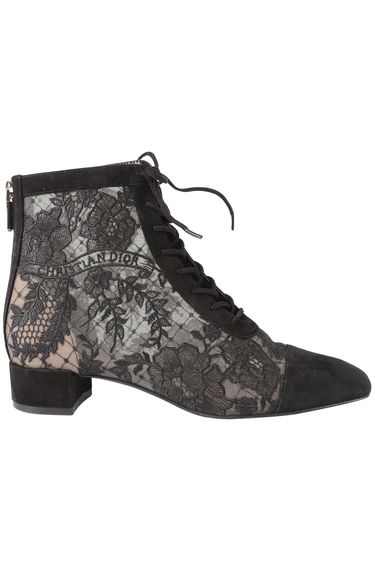 CHRISTIAN DIOR BLACK NAUGHTILY-D SUEDE ANKLE BOOTS EU 38 UK 5 US 8