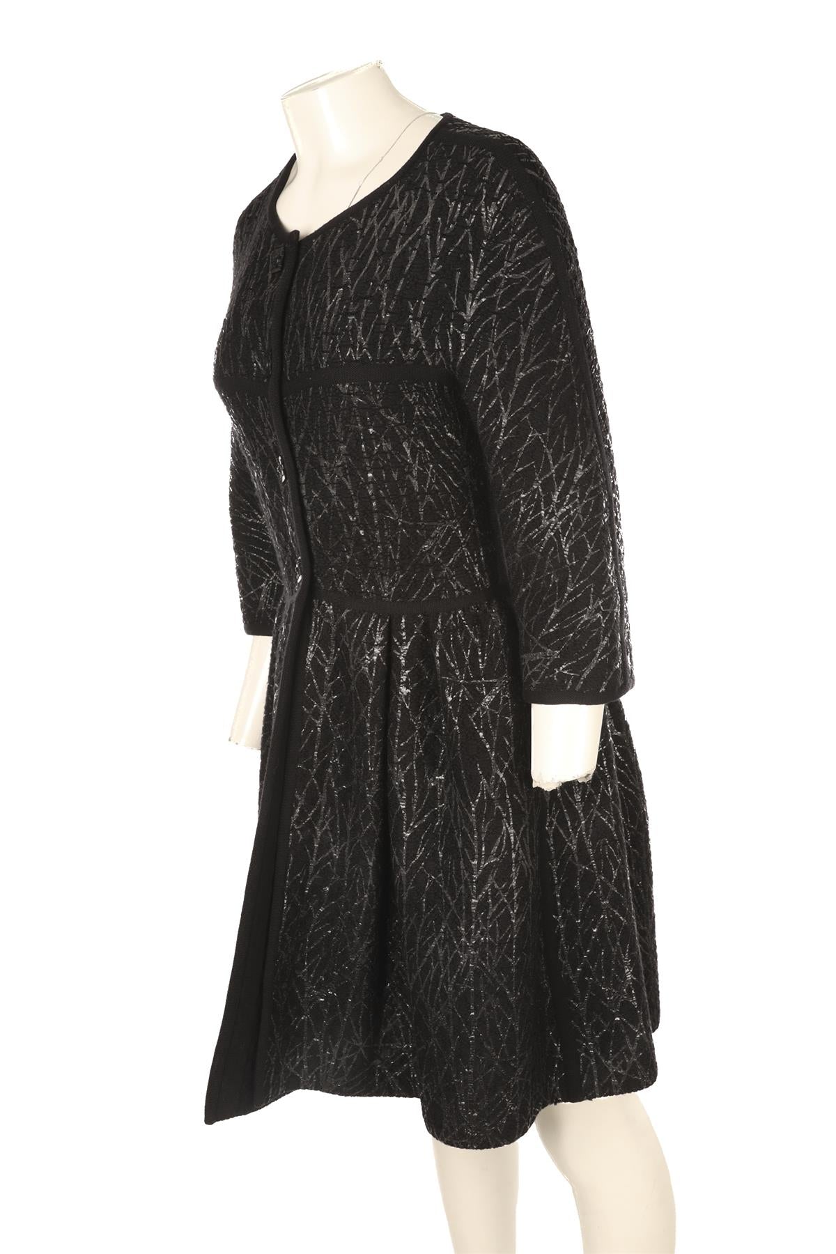 CHANEL BLACK 2011 WOOL COAT FR 36 UK 8