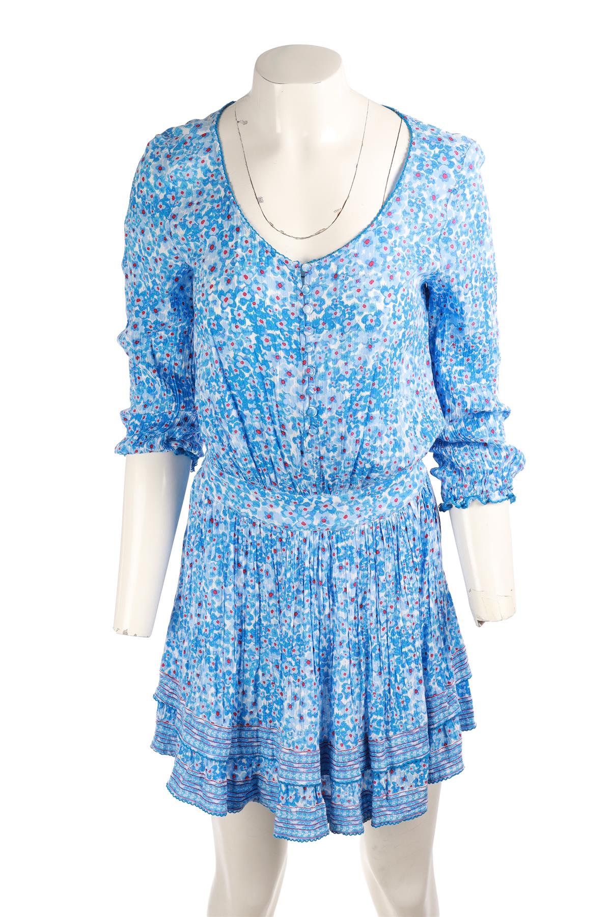 POUPETTE ST BARTH BLUE VOILE MINI DRESS SMALL