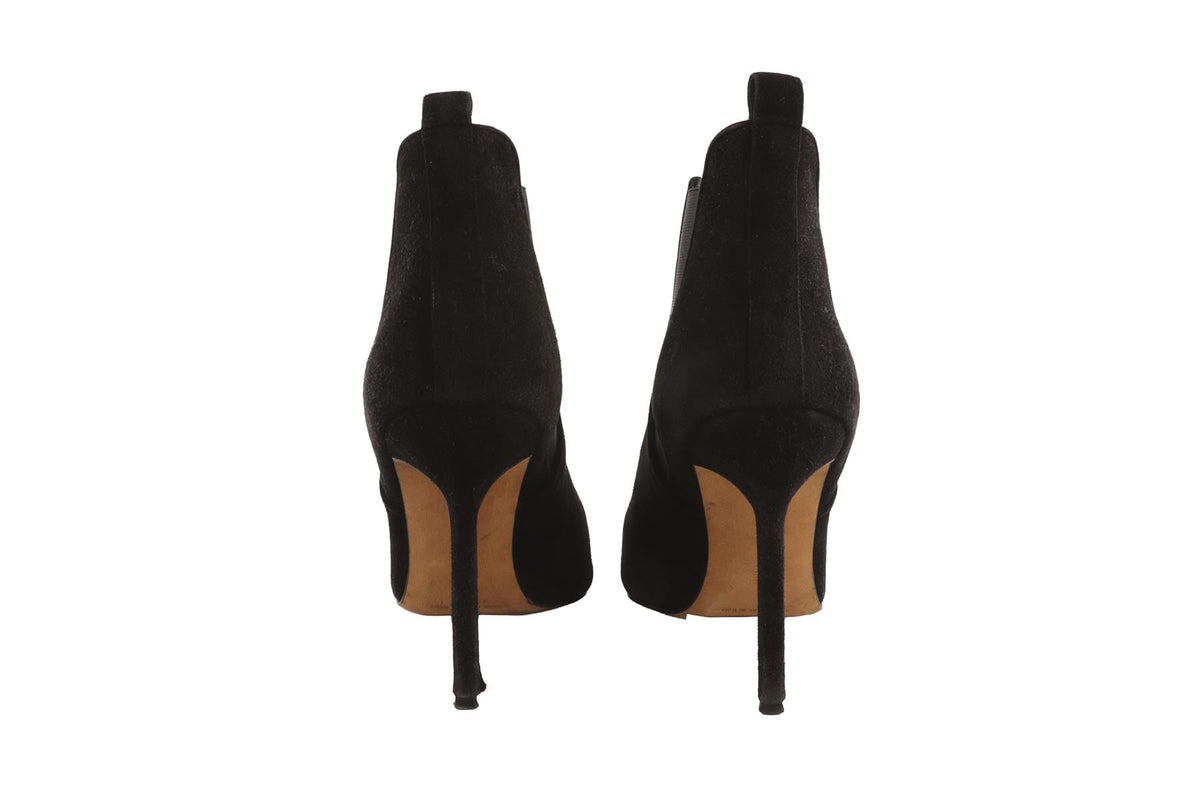 MANOLO BLAHNIK BLACK SUEDE ANKLE BOOTS EU 38 UK 5 US 8