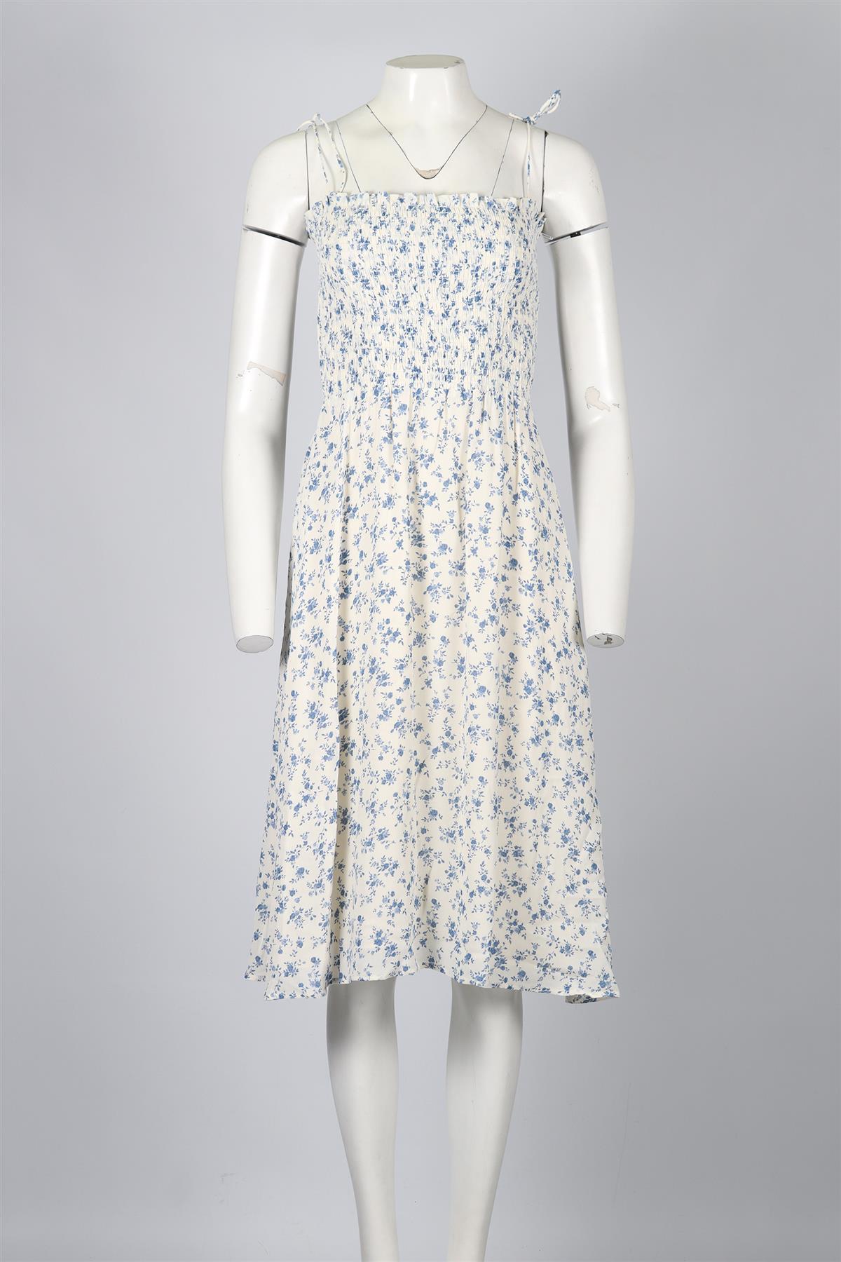 REFORMATION FLORAL PRINT CREPE MIDI DRESS SMALL