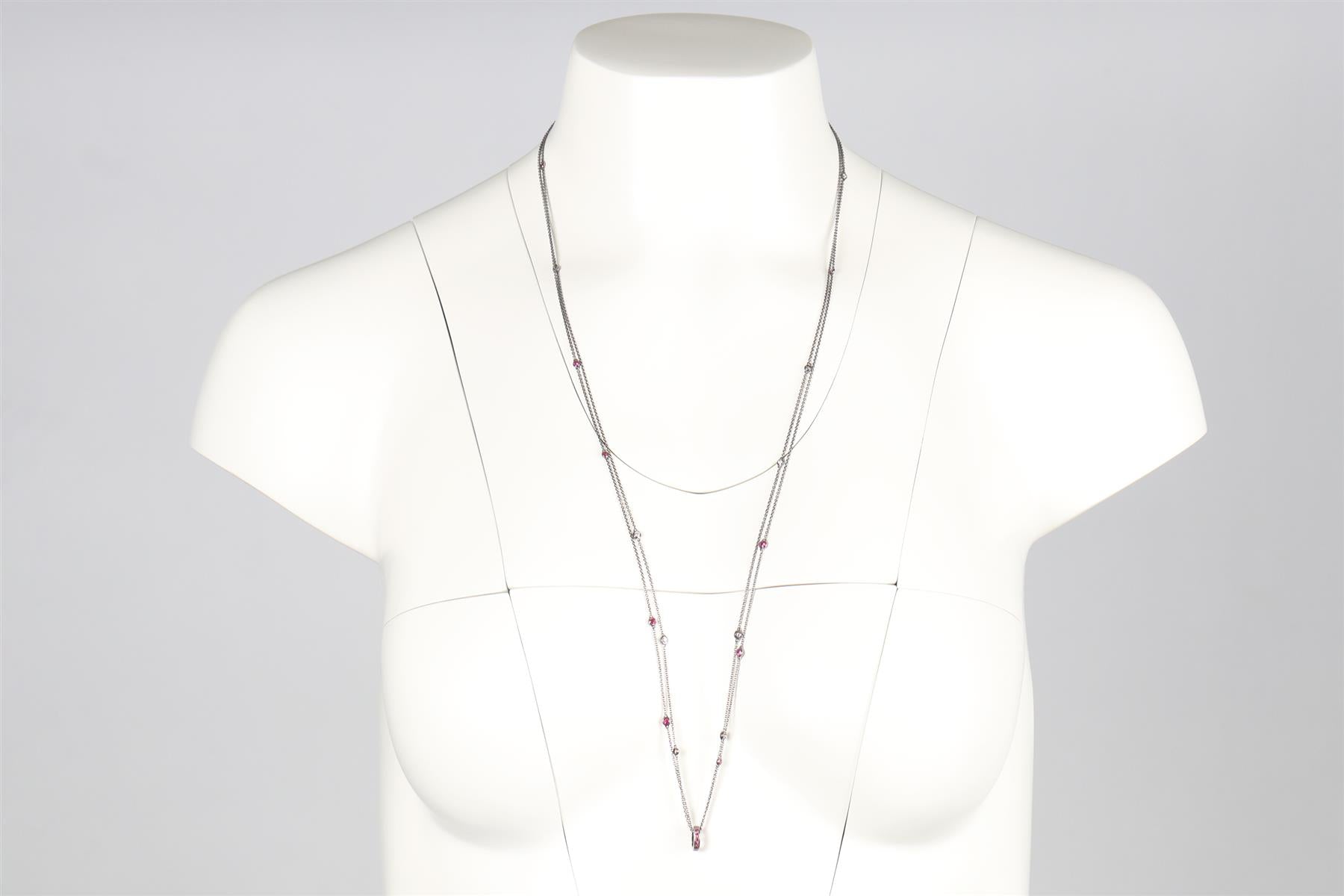 STEPHEN WEBSTER 18K WHITE GOLD RUBY QUARTZ AND PAVE DIAMOND CHAIN NECKLACE