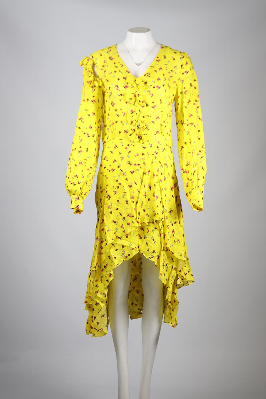 PREEN BY THORNTON BREGAZZI FLORAL PRINT SATIN MIDI DRESS SMALL