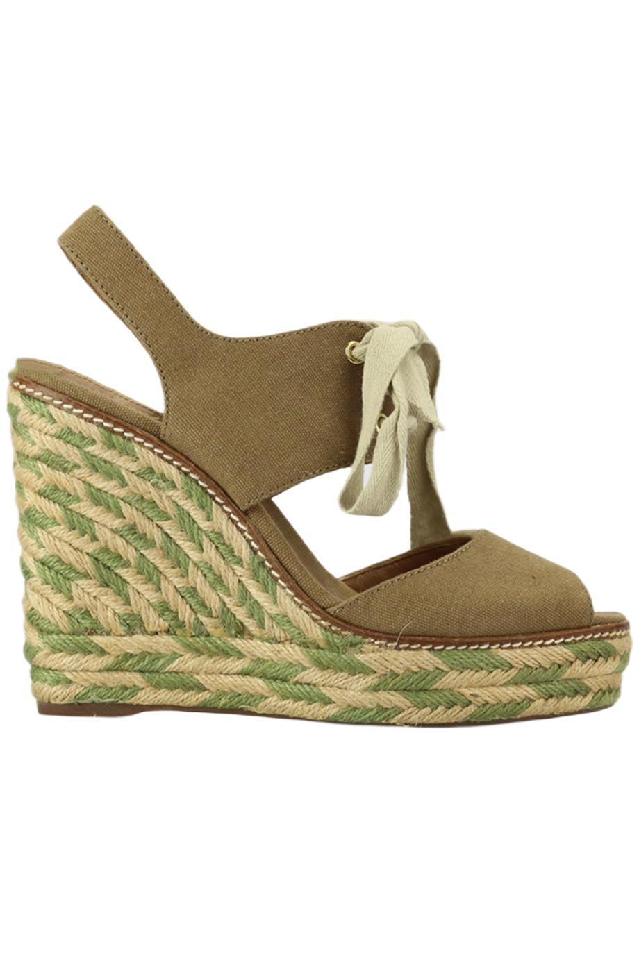 TORY BURCH CANVAS ESPADRILLE WEDGE SANDALS EU 39.5 UK 6.5 US 9.5